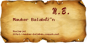 Mauker Balabán névjegykártya